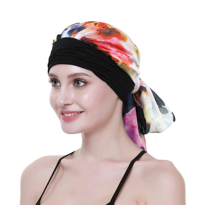 Chemo Kopftuch Bambus Viskose Multicolor Rot