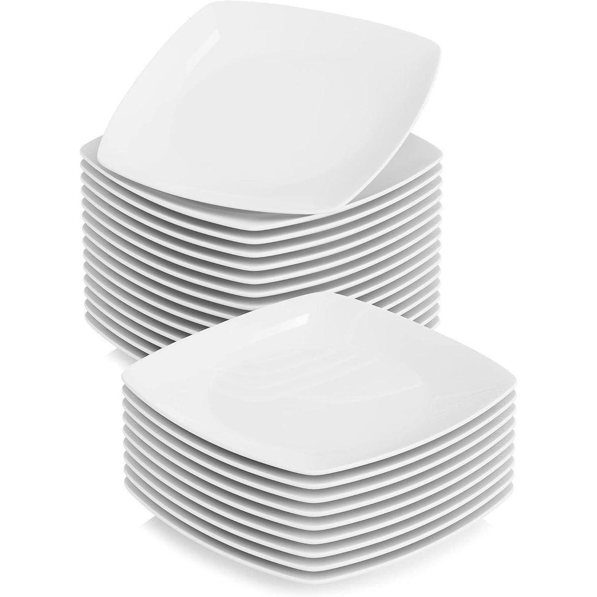 24-teiliges Flachteller Set für 24 Personen, stapelbar, grau-weiß