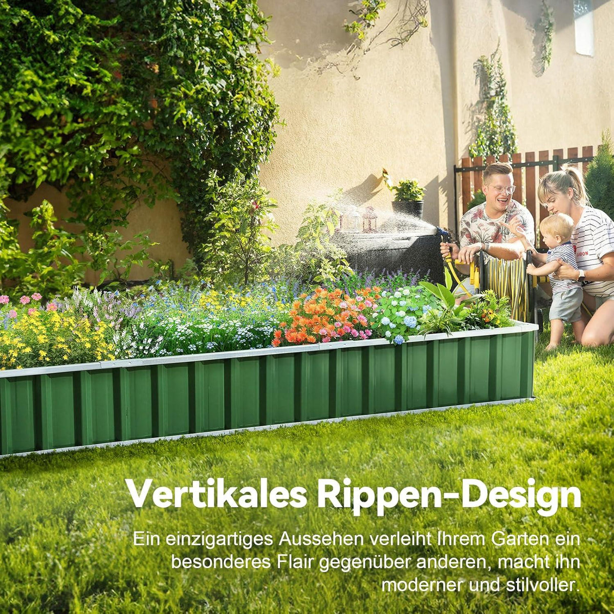 Verzinktes Hochbeet-Kit mit 8 T-Etiketten und Handschuhen
