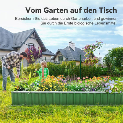 Hochbeet Kit 258x90x30cm verzinkt Garten Pflanzkasten T-Etiketten Handschuhe Grün