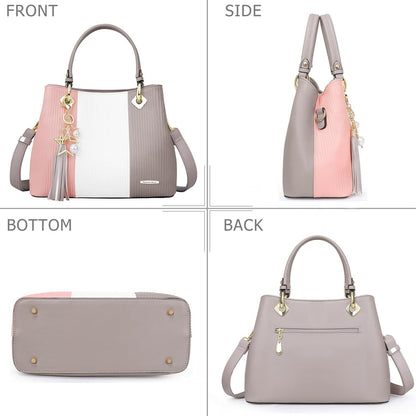 Pomelo Best Damen Handtasche gestreift Umhängetasche mit Innentaschen