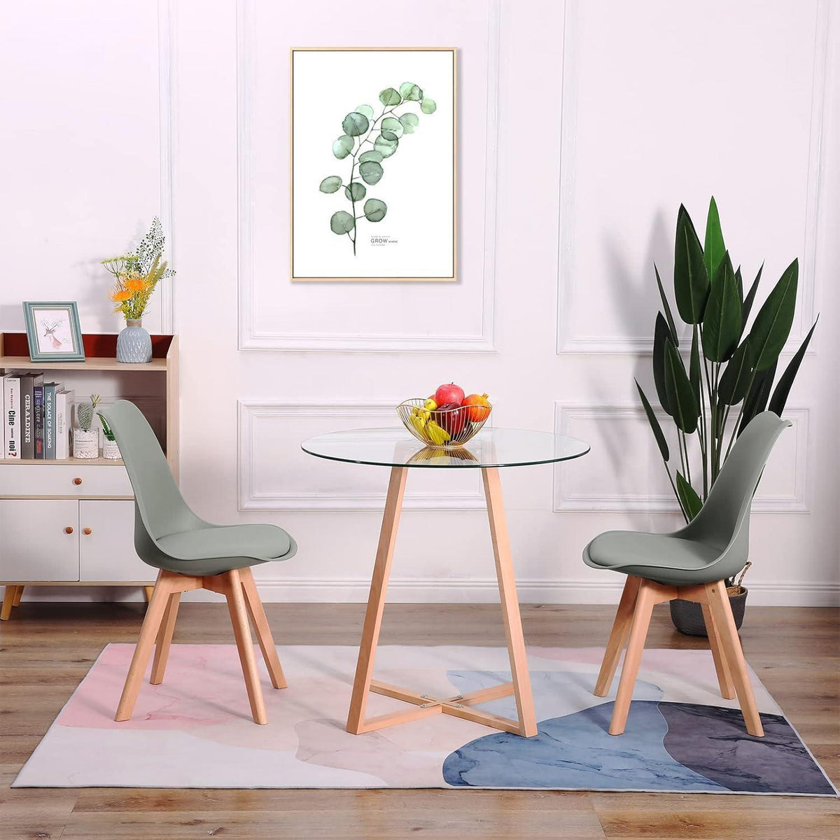 2 Esszimmerstühle Grau, Buche Holzbeine, Retro Design