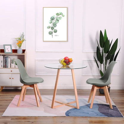 2 Esszimmerstühle Grau, Buche Holzbeine, Retro Design
