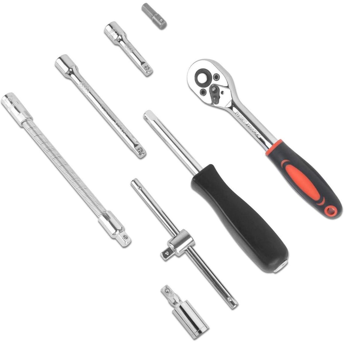 46-teiliger Steckschlüsselsatz mit 1/4" Ratschenschlüssel und Zubehör