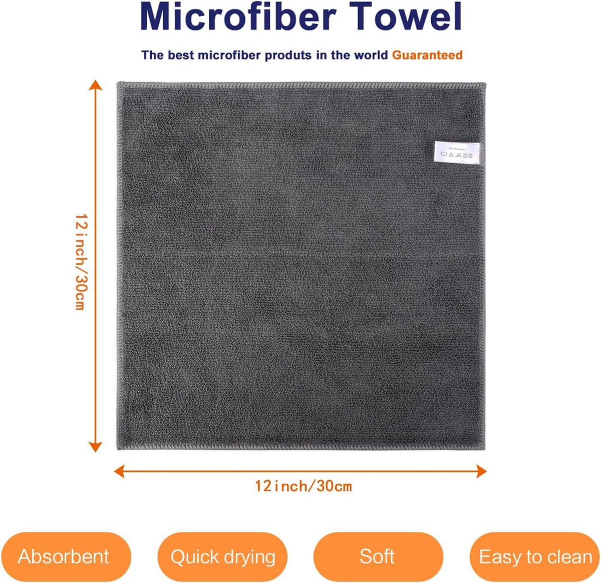 10er Pack Mikrofasertücher 30x30cm Grau Super saugfähig
