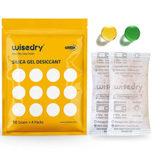 Silicagel Trockenmittel 50g (4er Pack) mit Feuchtigkeitsanzeige