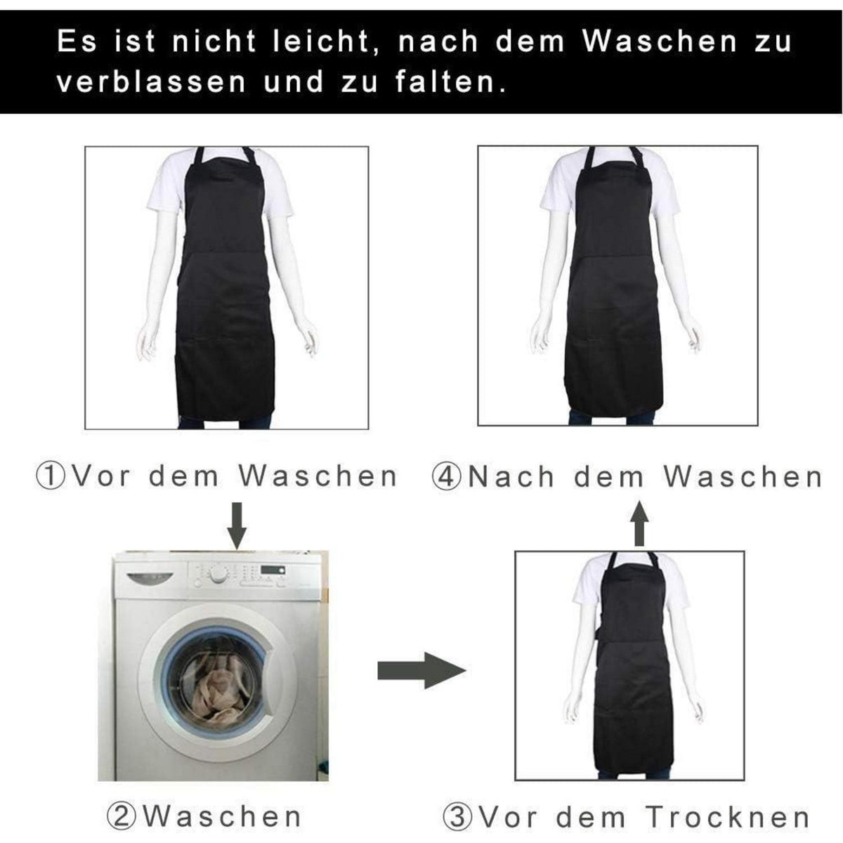 Verstellbare Kochschürze mit Tasche – Weiß XL