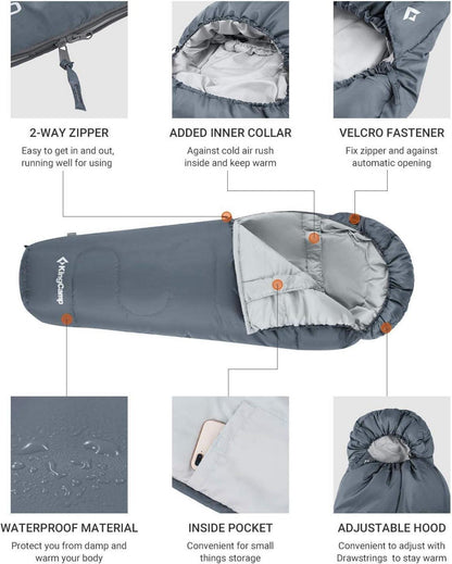 Mumienschlafsack für 3-4 Jahreszeiten groß Kälte Camping wandern
