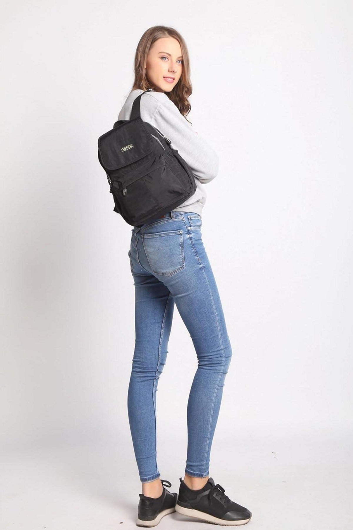 AOTIAN Damen Rucksack Leichtgewicht 10L Schwarz Nylon