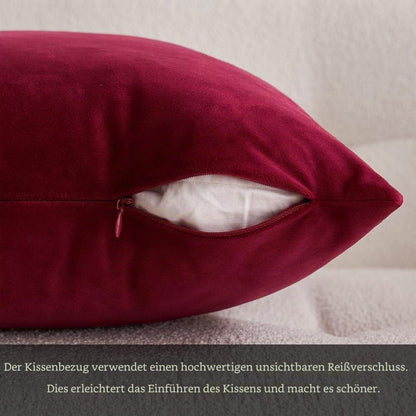 Samtkissenbezug 40x40 cm Weinrot - 2er Set