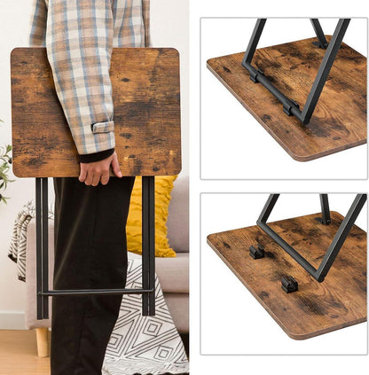 Beistelltisch mit Tablett klappbar abnehmbar Holztablett Industriestil