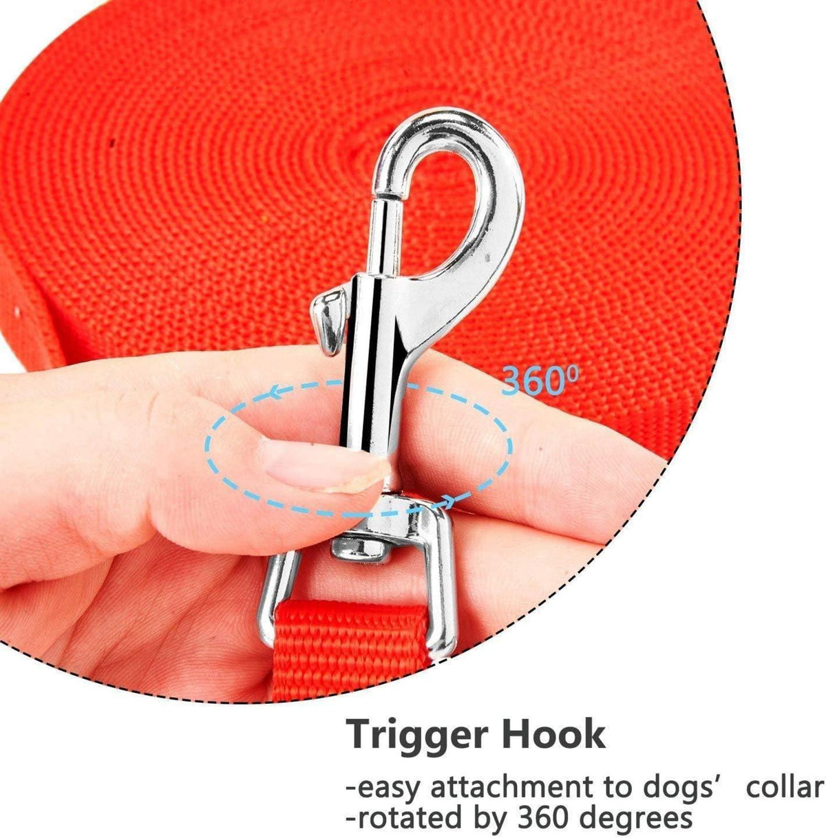 Schleppleine Hund 20m Nylon Robust Wetterfest Trainingsleine D-Karabiner - Rot