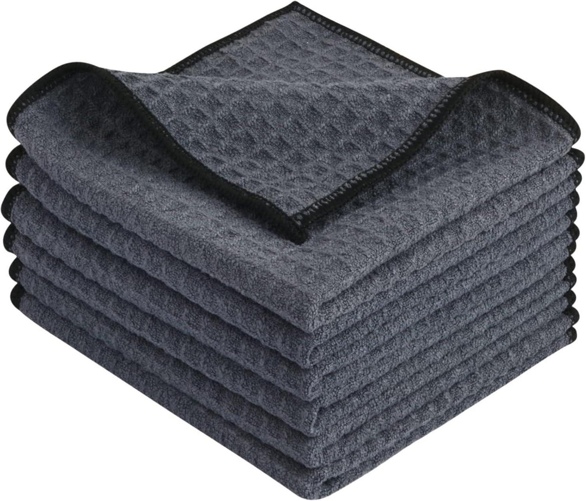 Mikrofaser Reinigungstücher Set Super Weich Saugstark Grau 30x30cm 6er