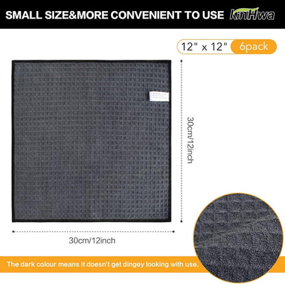 Mikrofaser Reinigungstücher 6er Set Grau 30x30cm Saugstark