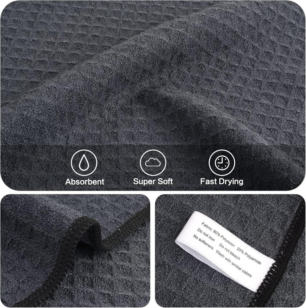 Mikrofaser Reinigungstücher Set Super Weich Saugstark Grau 30x30cm 6er