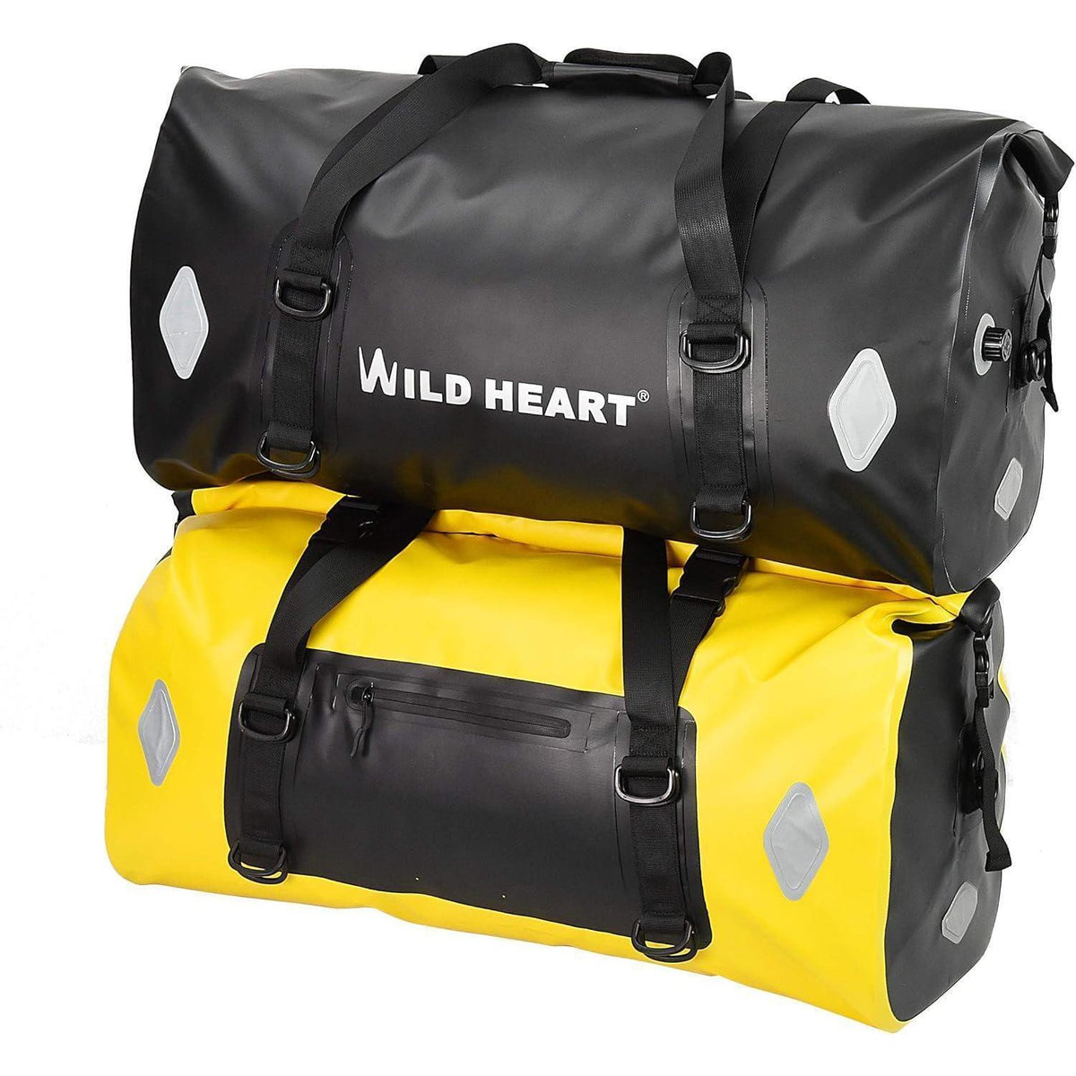 Wasserdichte Motorradtasche 55L/66L/77L Gelb mit Roll-Top Verschluss