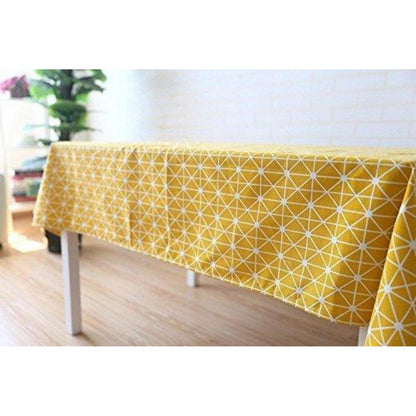 Baumwoll-Leinen Tischdecke Rechteckig Gelb 140x140 cm
