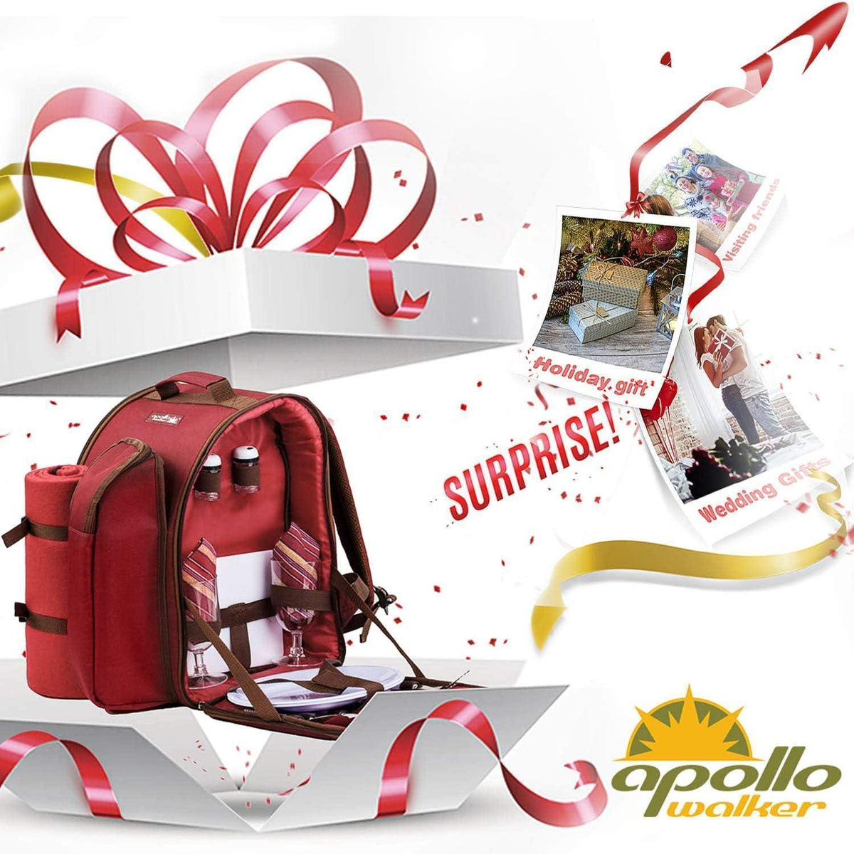 Picknickrucksack 2 Personen mit Set & Decke – Rot