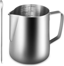 Edelstahl Milchkännchen 400ml Cappuccino Aufschäumer Silber