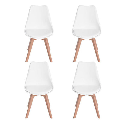 4x Esszimmerstuhl Retro Design, Buche Bein, Weiß