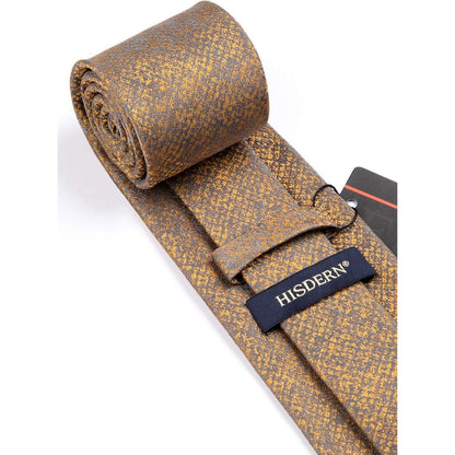 HISDERN Krawatten-Set Seide Orange mit Einstecktuch für Herren
