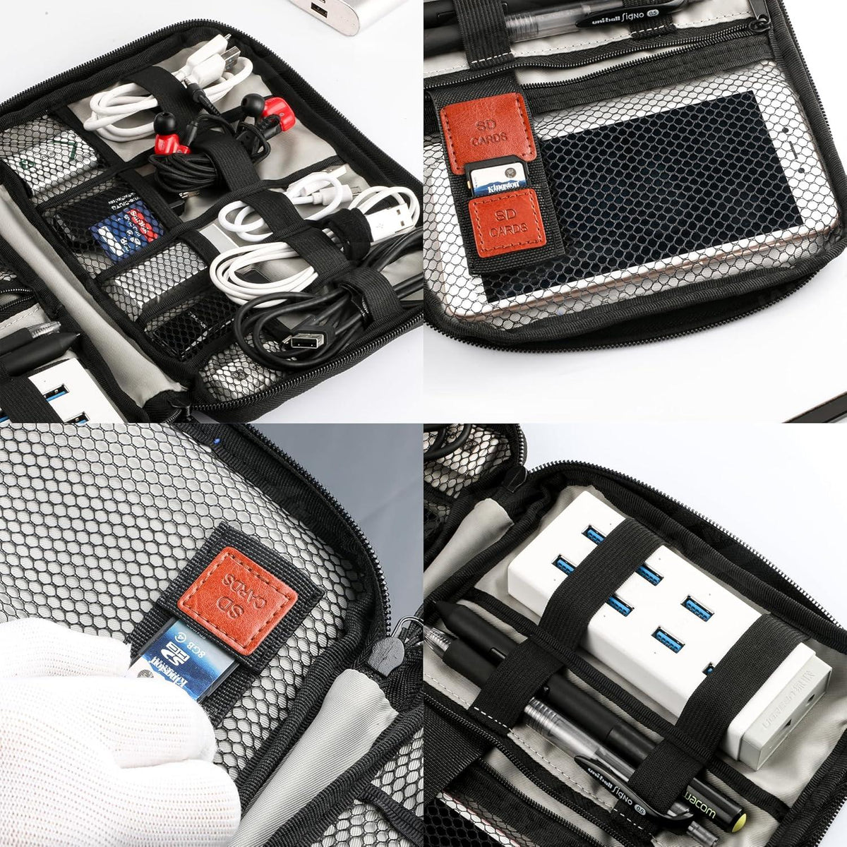 JamBer Kabel Organizer Tasche, USB Powerbank SD Karte Aufbewahrung
