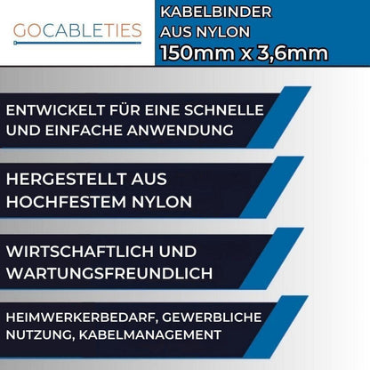 100 Kabelbinder Braun 150mm – Robust & UV Beständig