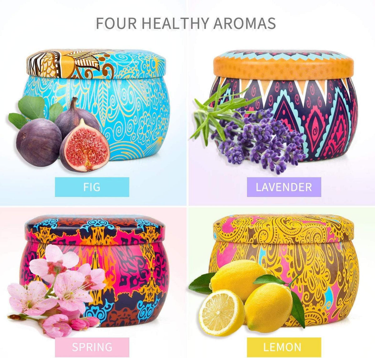 Geschenkset Duftkerzen Kerzen Aromatherapie Sojawachs 4x120g
