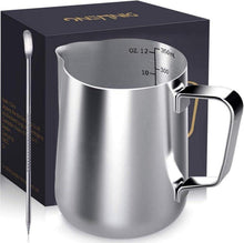 Milchkännchen Edelstahl 350ml Milchaufschäumer Latte Art Silber