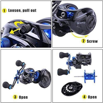 Sougayilang Baitcasting Angelrolle 7.0:1 Carbon Fiber Drag 9+1 Lager Magnetbremse