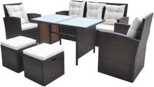 Gartenmöbel Set 6-tlg. Rattan Braun Sitzgruppe mit Kissen