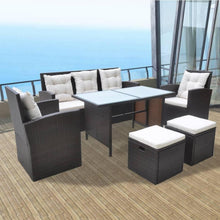 vidaXL Polyrattan Gartenmöbel-Set 7 tlg. Braun Sitzgruppe