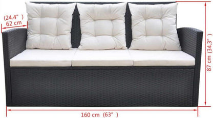 vidaXL Gartenmöbel Set 7-TLG. Rattan Sitzgruppe Gartengarnitur