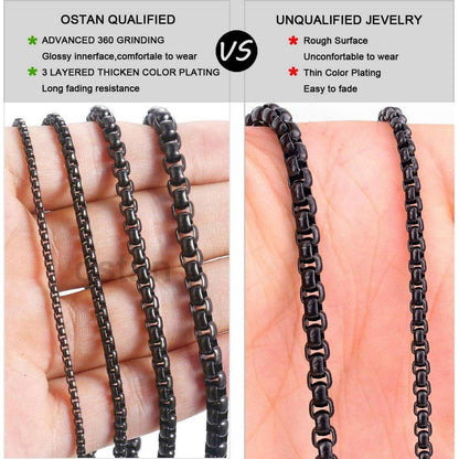 Edelstahl Box Kette für Damen und Herren, 2-5mm Breite