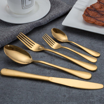 Edelstahl Besteck Set Titan vergoldet 6 Personen 30-teilig