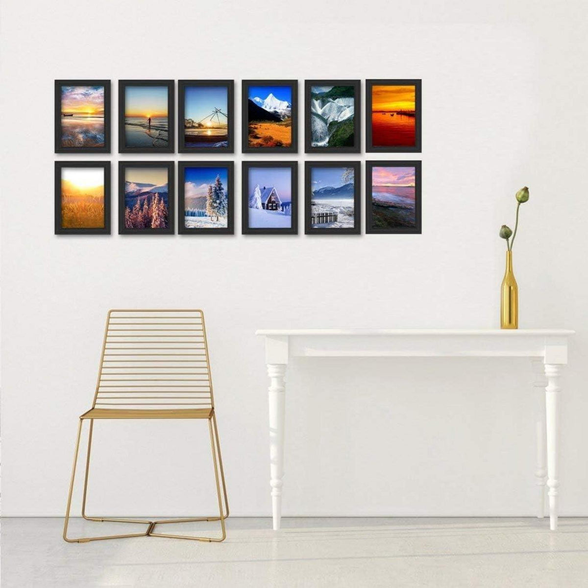 12er Set Bilderrahmen 13x18 cm Schwarz Fotorahmen Collage Wand Tisch