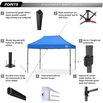 Wasserdichter Pop-up Pavillon 3x4,5M Königsblau