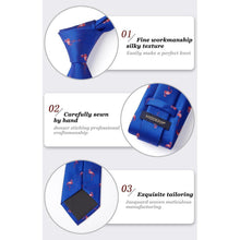 HISDERN Herren Krawatte Hochzeit Tiermuster Set Blau