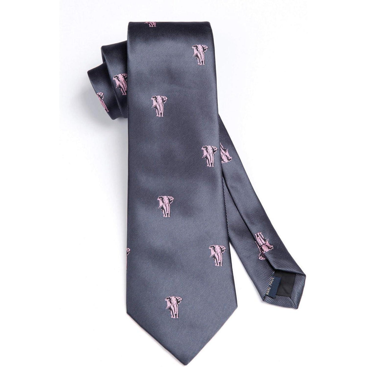Herren Krawatten Set Elefant Grau Business Hochzeit Einstecktuch