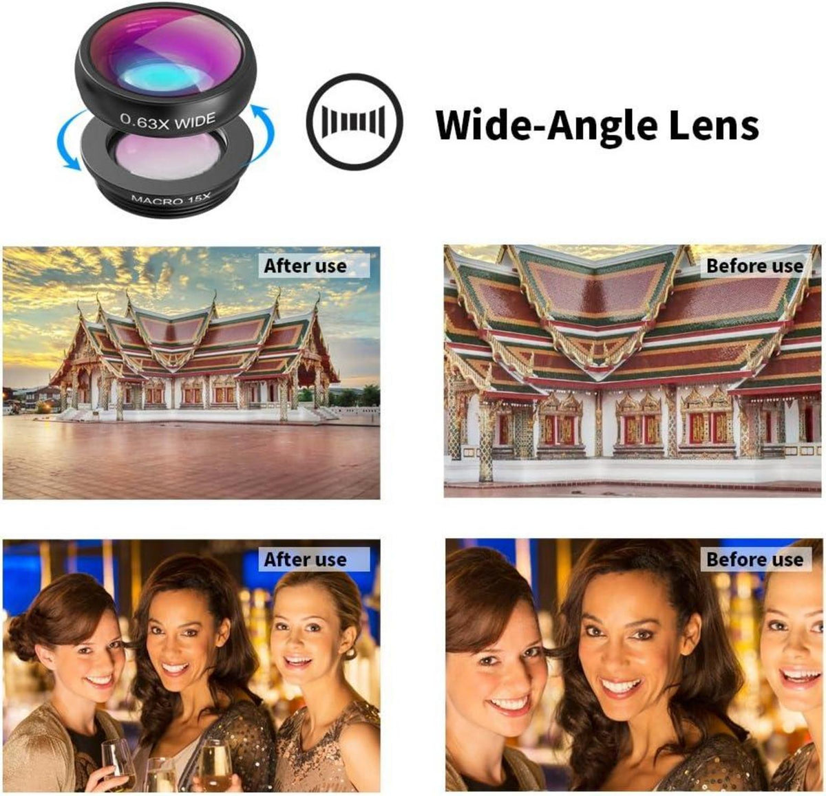 APEXEL Camera Lens Kit 18x Teleobjektiv Weitwinkel Makro Fisheye Stativ Schwarz