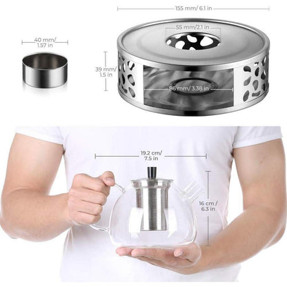 Teekanne mit Stövchen 1.5L aus Borosilikatglas & Edelstahl
