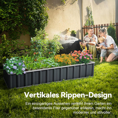 Hochbeet Metall 174x90x30cm Grau Pflanzkasten T-Etiketten