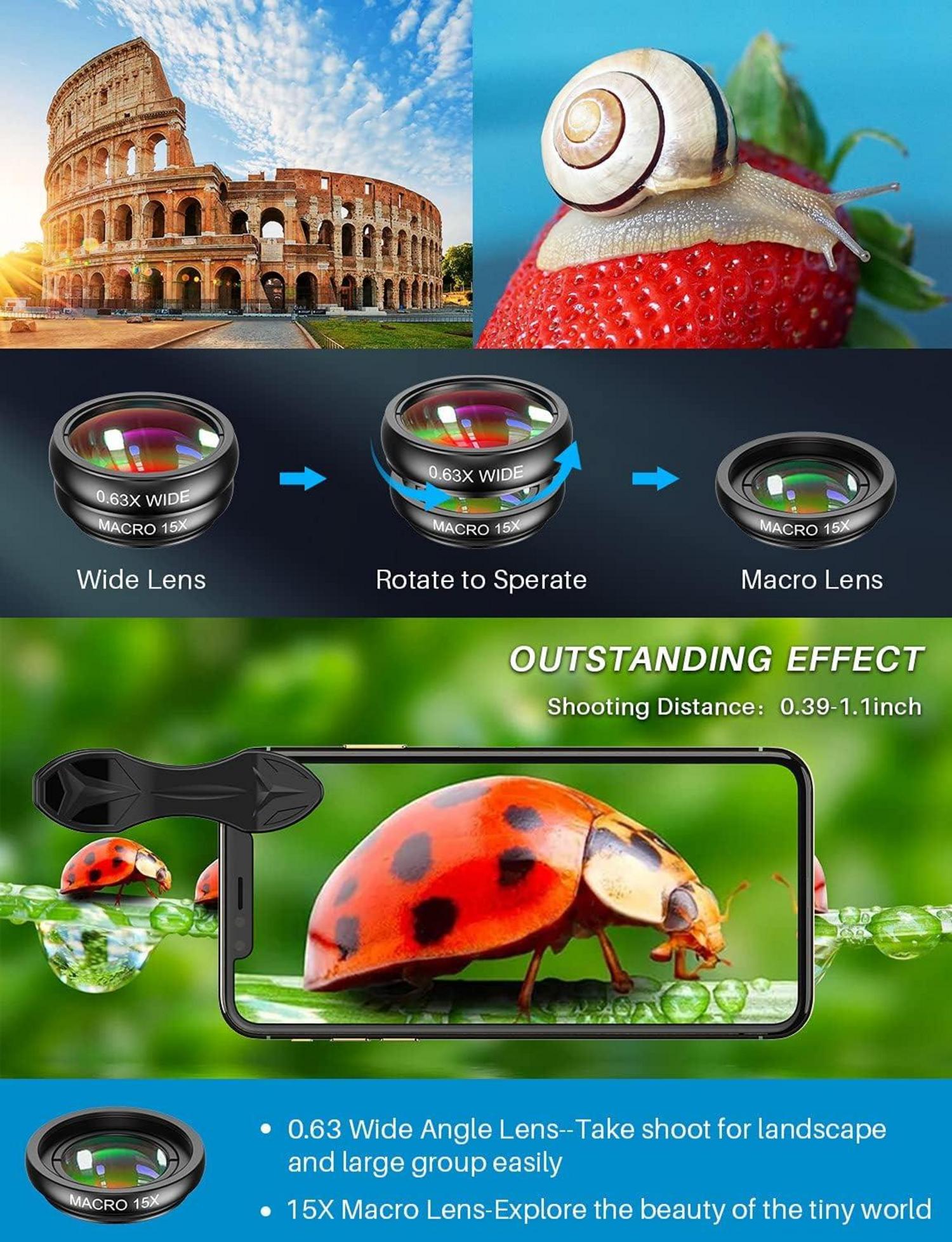 Apexel 10-in-1 Objektiv Set für iPhone Samsung Huawei