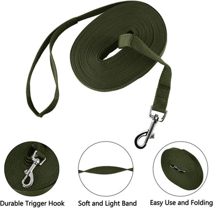 10m Nylon Hundeleine für Hunde, Schleppleine mit D-Karabiner, Robust
