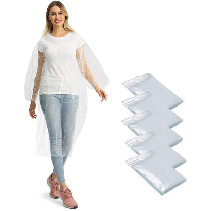 5er Packung Transparenter Regenponcho mit Kapuze für Damen