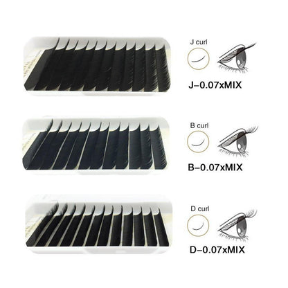 Wimpernverlängerungen 0.07mm D Curl Mix 8-15mm – 12 Reihen
