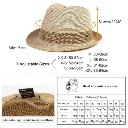 Herren Strohhut Trilby Panama Faltbar Sonnenschutz Fedora