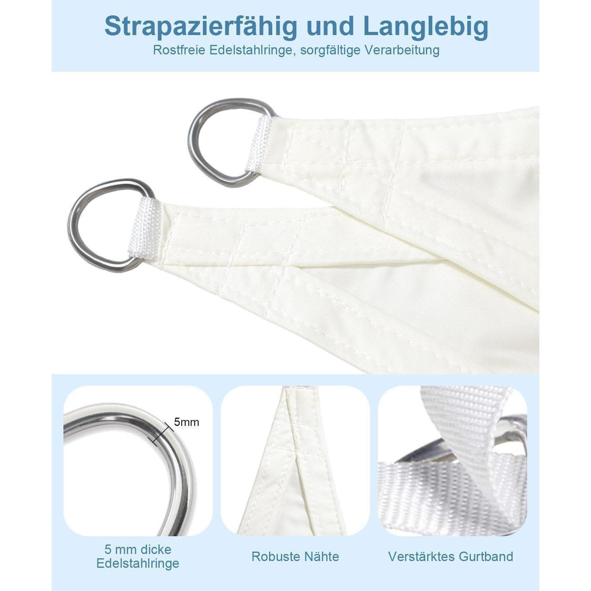 Wasserdichtes Sonnensegel 3x4m Cremeweiß UV-Schutz für Garten & Terrasse