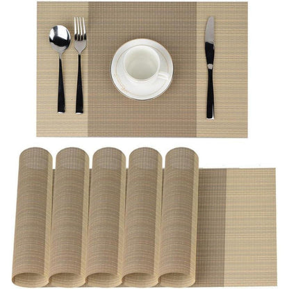 Platzsets 6er Set Gestreift Beige 30x45cm Rutschfest Hitzebeständig