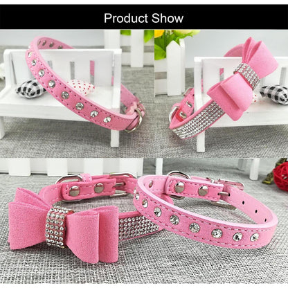 3er-Set Hundehalsband & Leine - Pink M in Lederoptik